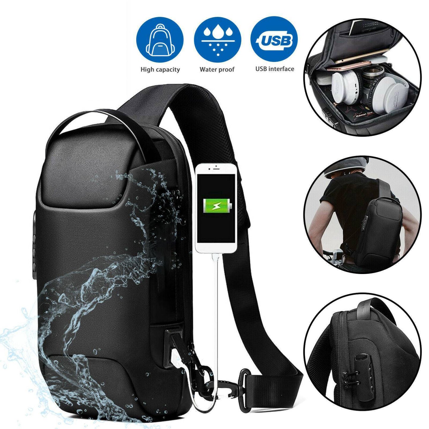 Sac/bandouillière USB anti-vol