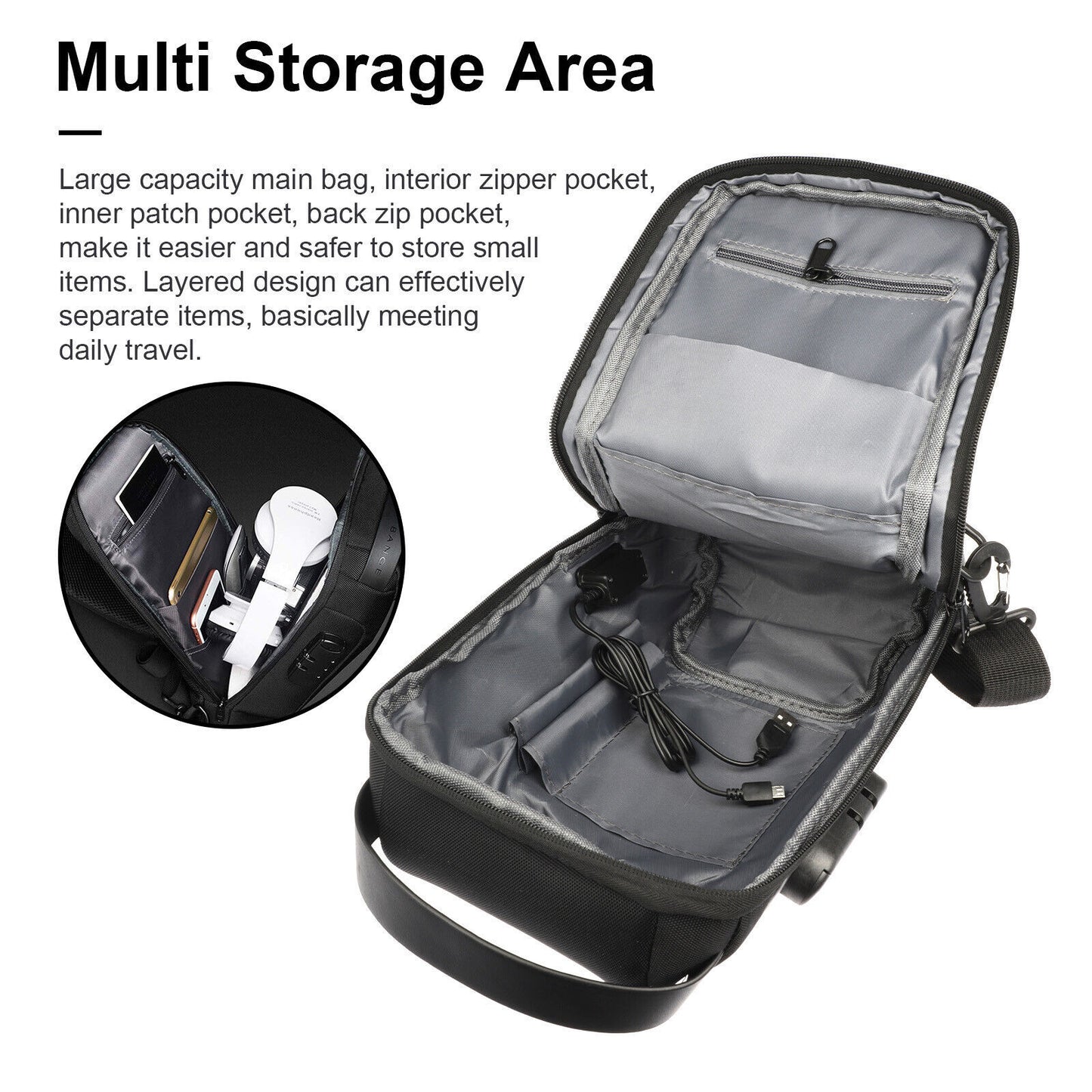 Sac/bandouillière USB anti-vol